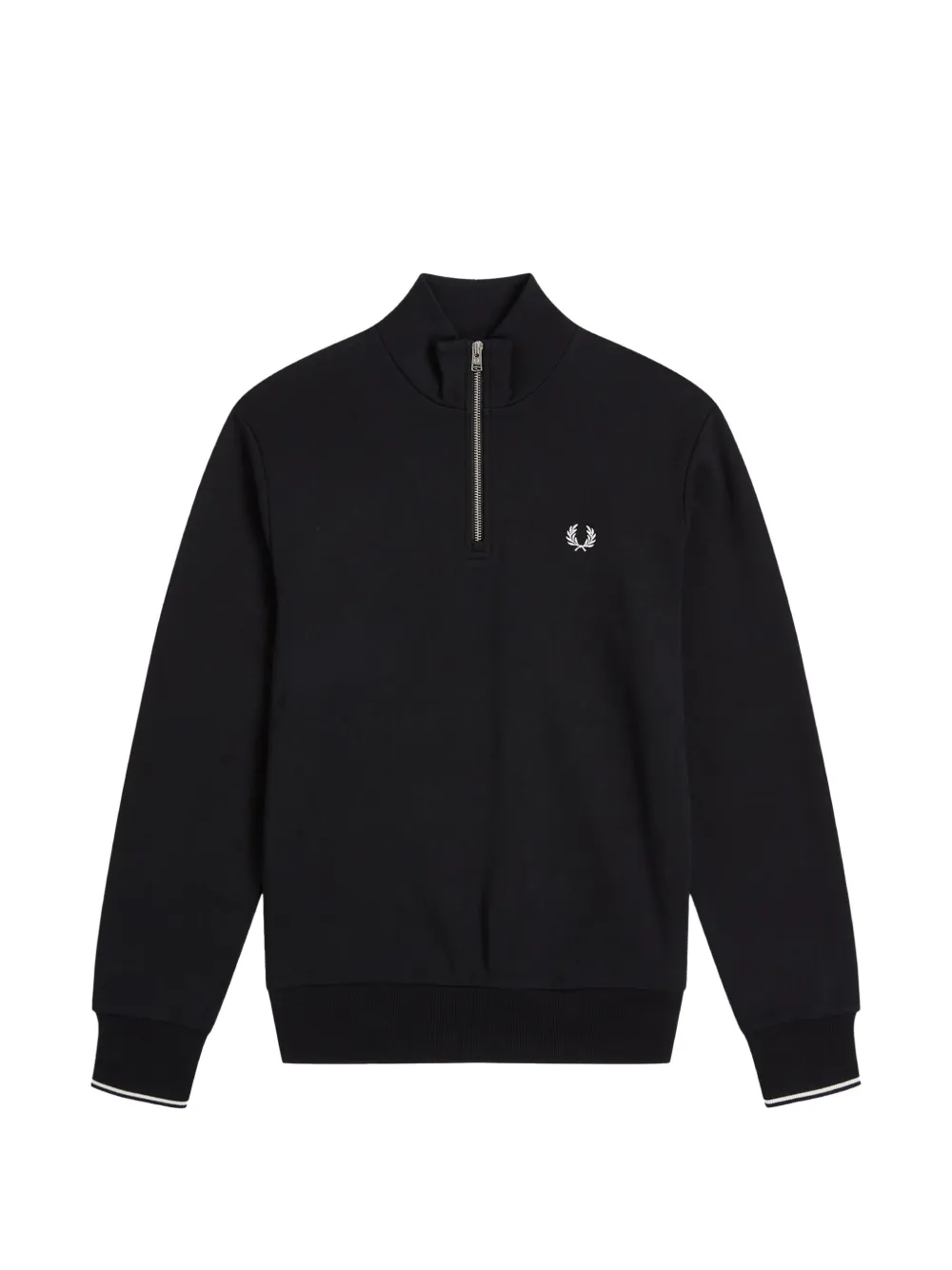 Fred Perry logo-embroidered quarter-zip sweatshirt - Nero