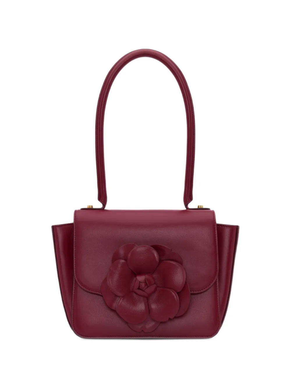 Oscar de la Renta Borsa a spalla in pelle con applicazione floreale - Rosso