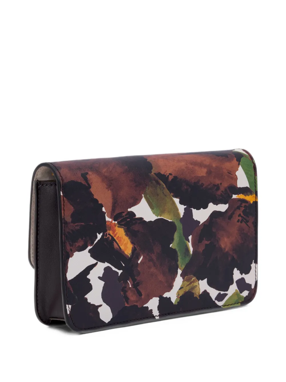 Oscar de la Renta Iris floral-print leather clutch bag Bruin