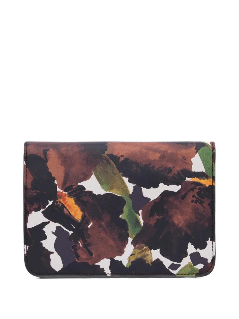 Oscar de la Renta Iris floral-print leather clutch bag Bruin