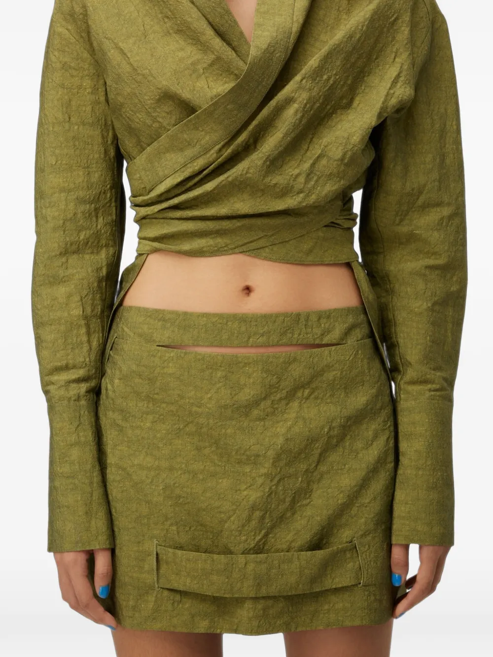 GAUGE81 Valka cut-out panelled mini skirt Groen