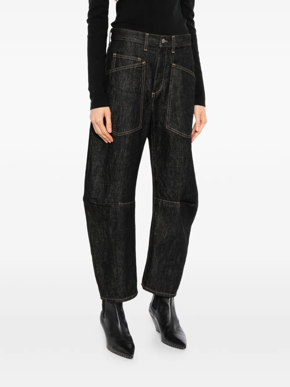 Nili Lotan patch-pocket straight-leg jeans Zwart