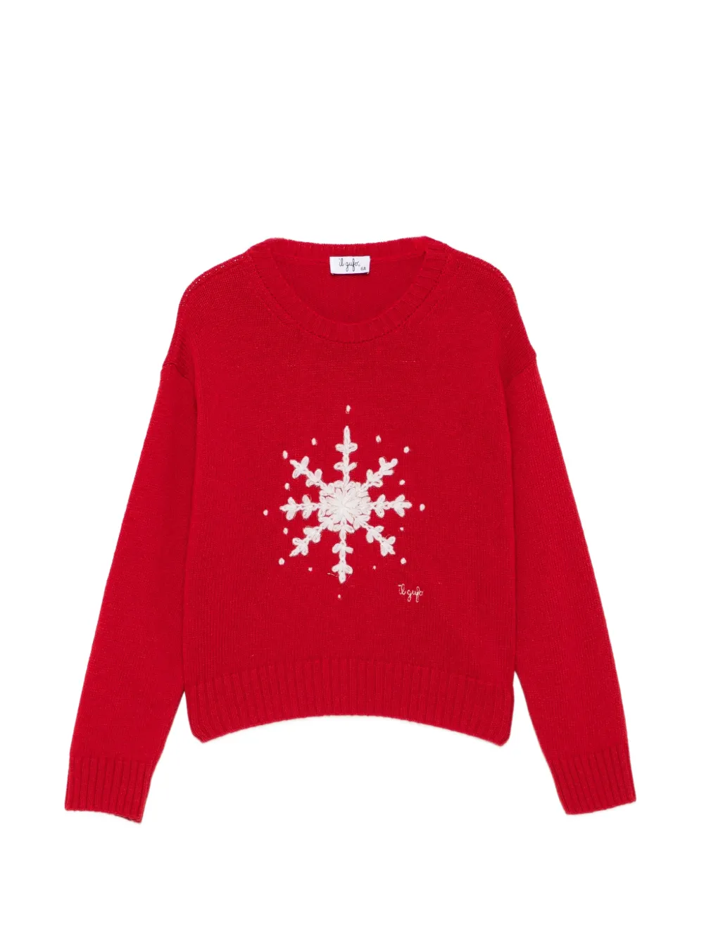 Il Gufo snowflake-embroidered wool sweater Rood