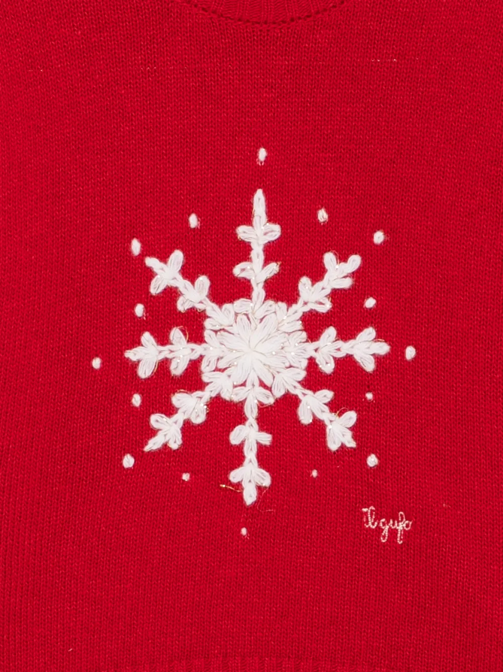 Il Gufo snowflake-embroidered wool sweater Rood