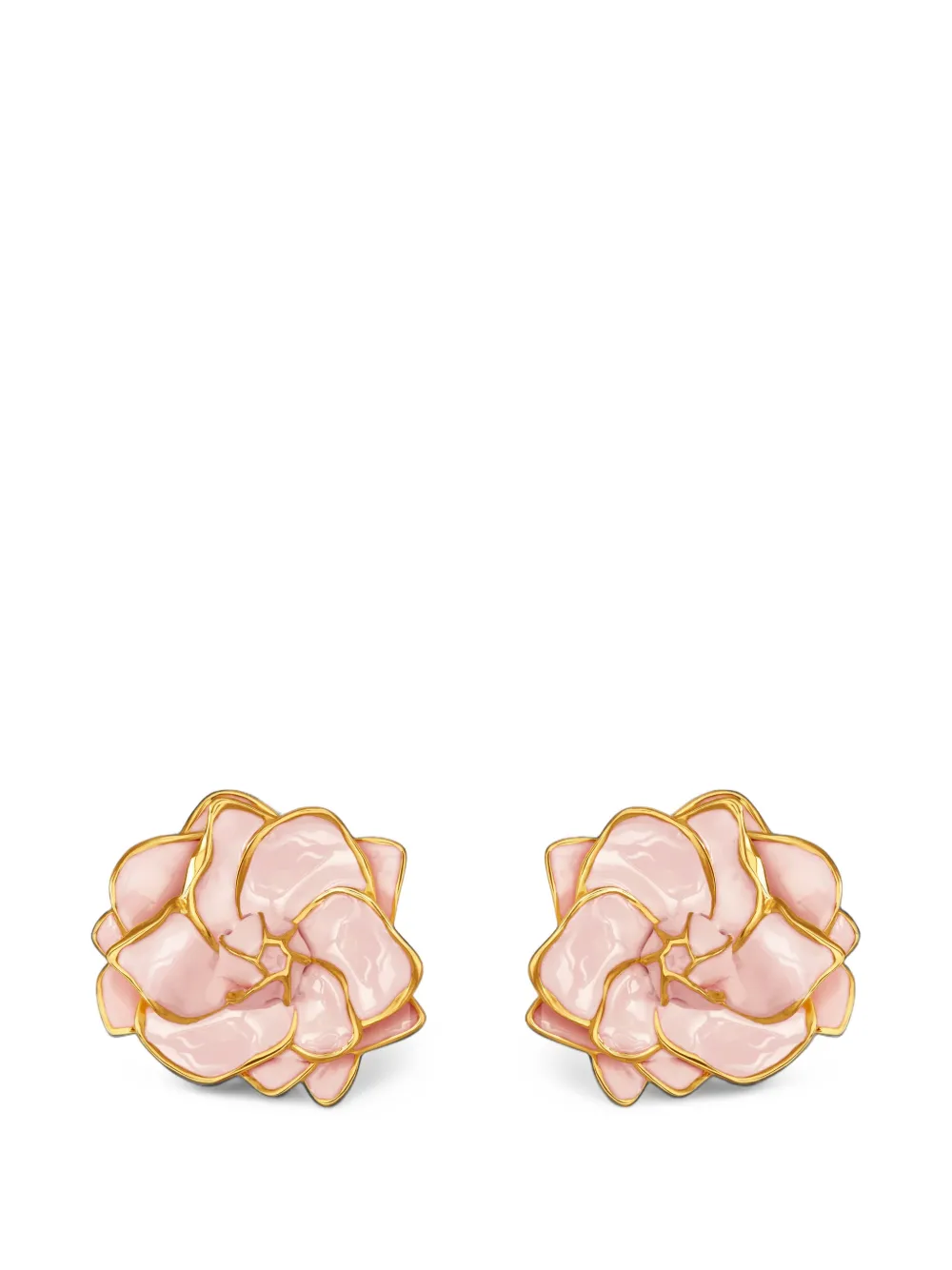 Oscar de la Renta Gardenia painted earrings - Gold