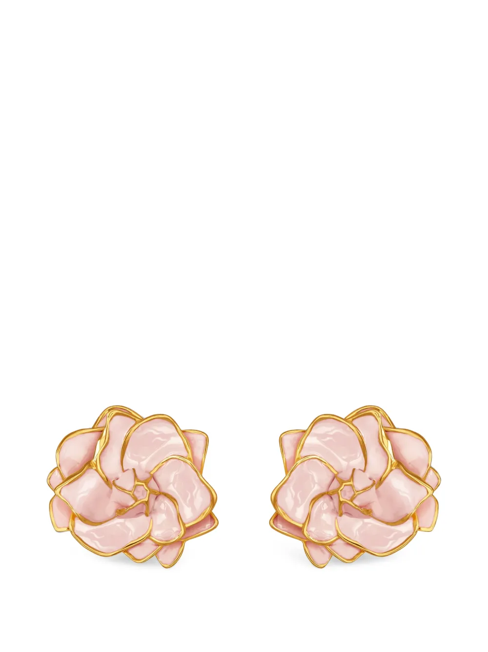 Oscar de la Renta Gardenia painted earrings - Oro