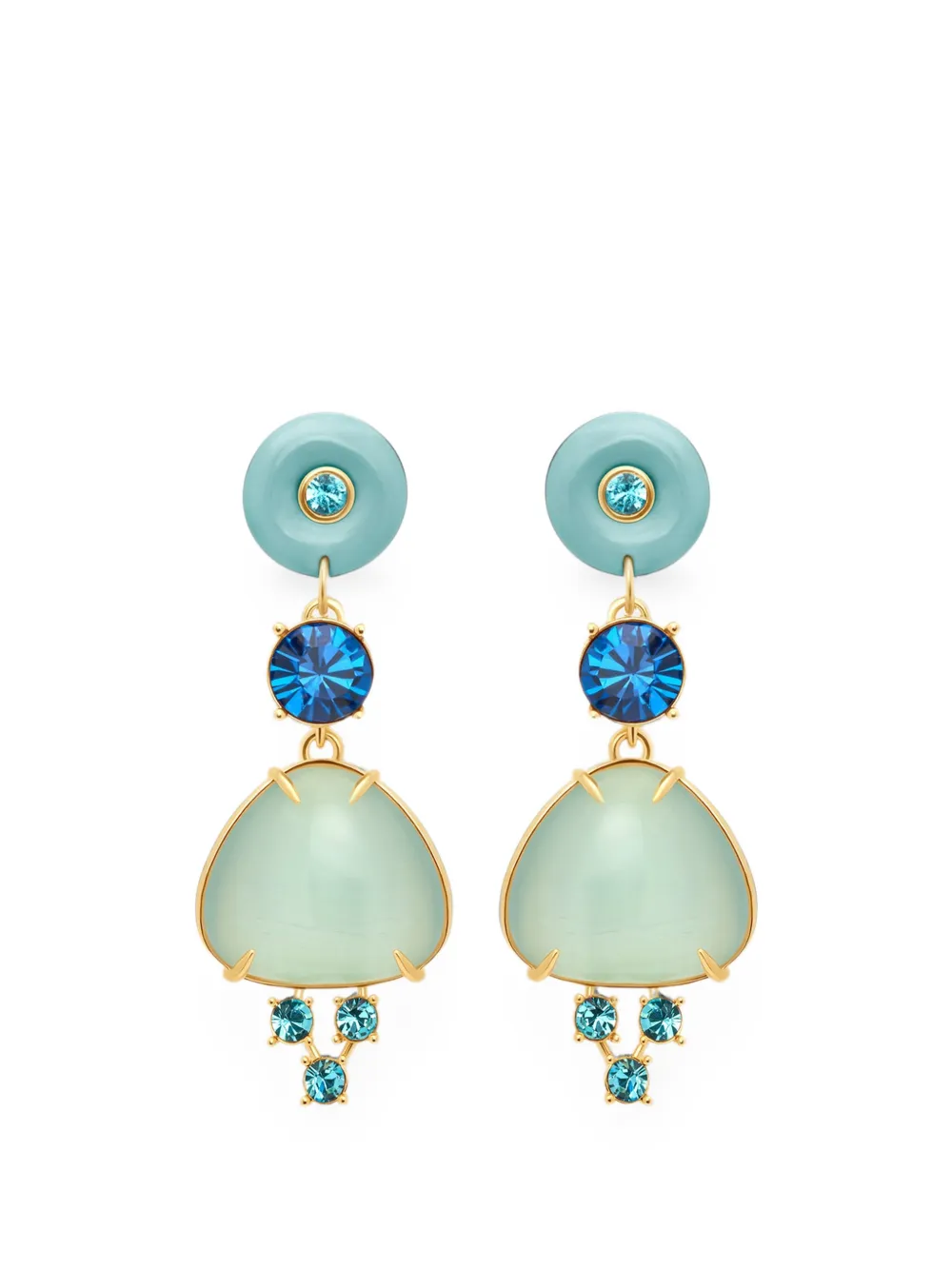 Oscar de la Renta Orecchini pendenti cabochon con cristalli - Oro