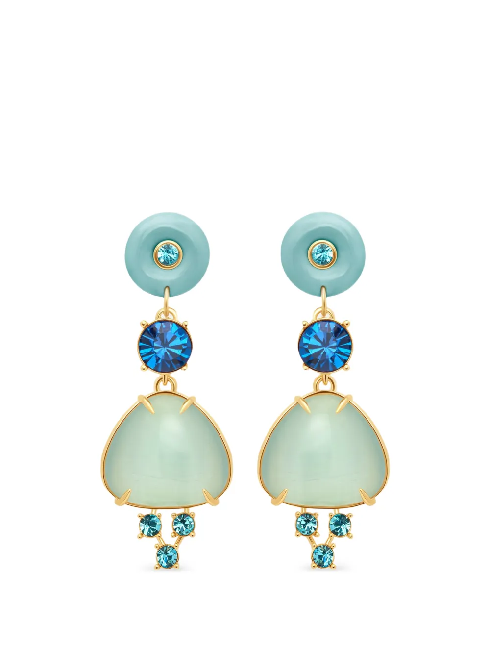 Oscar de la Renta Orecchini pendenti cabochon con cristalli - Oro