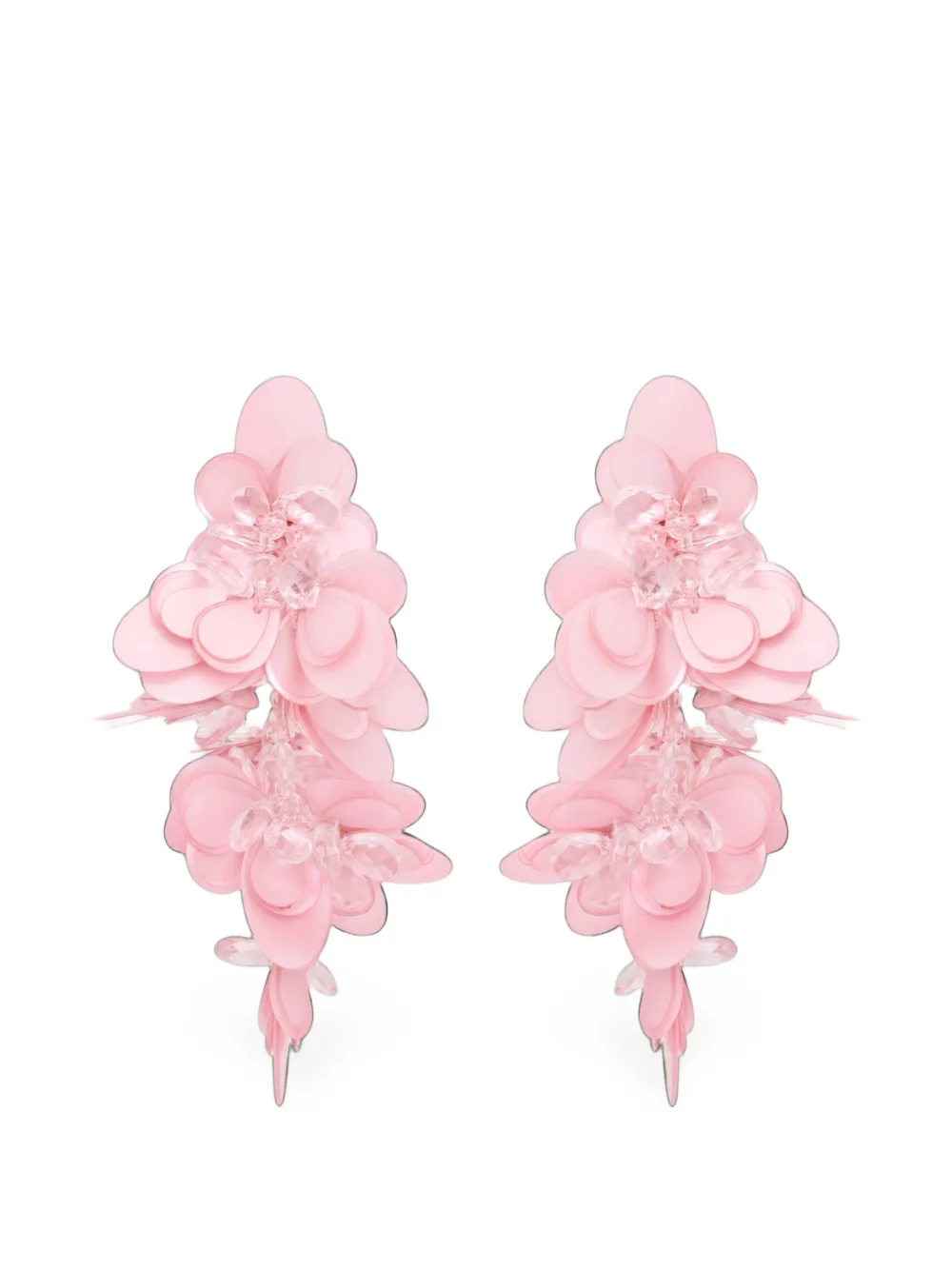 Oscar de la Renta Cascade sequin-embellished floral earrings - Pink