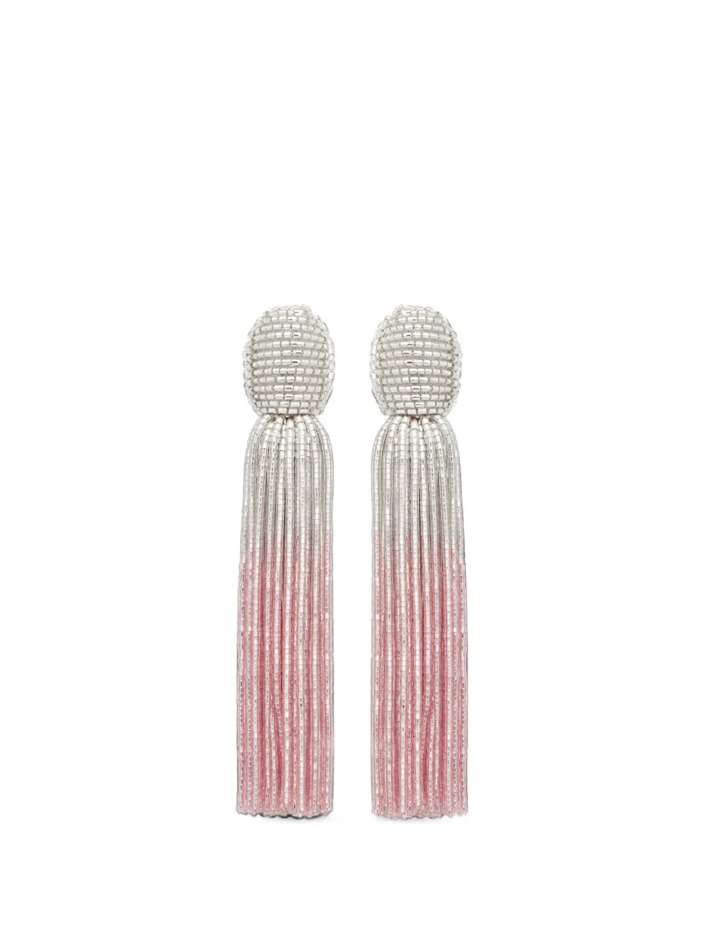 Oscar de la Renta ombre beaded tassel earrings - Argento