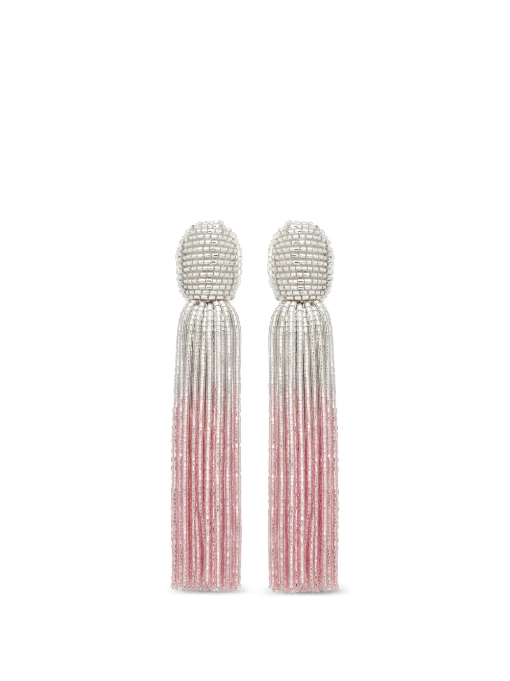 Oscar de la Renta ombre beaded tassel earrings - Argento