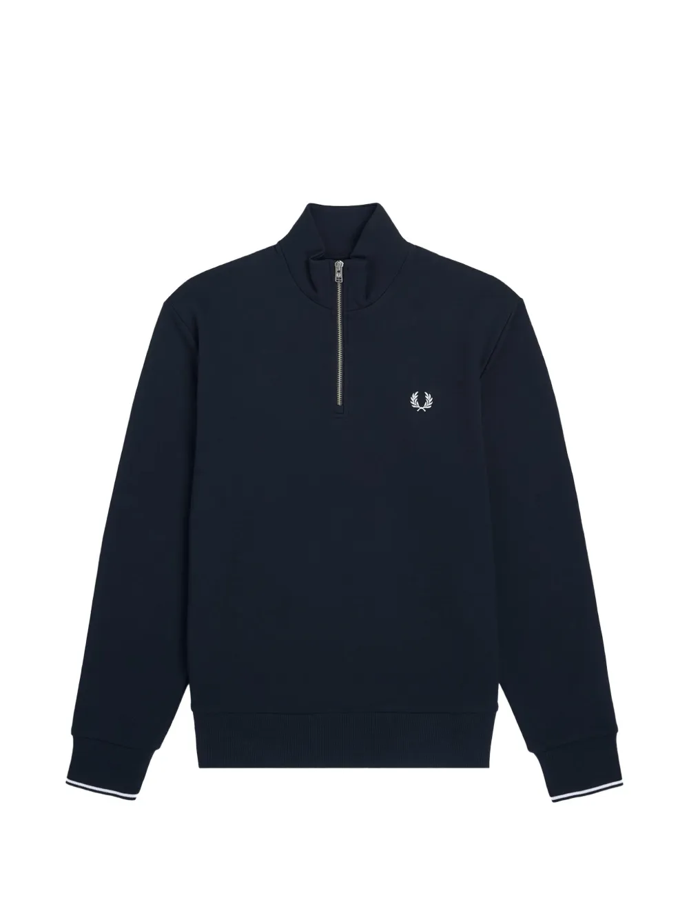 Fred Perry logo-embroidered quarter-zip sweatshirt Blauw