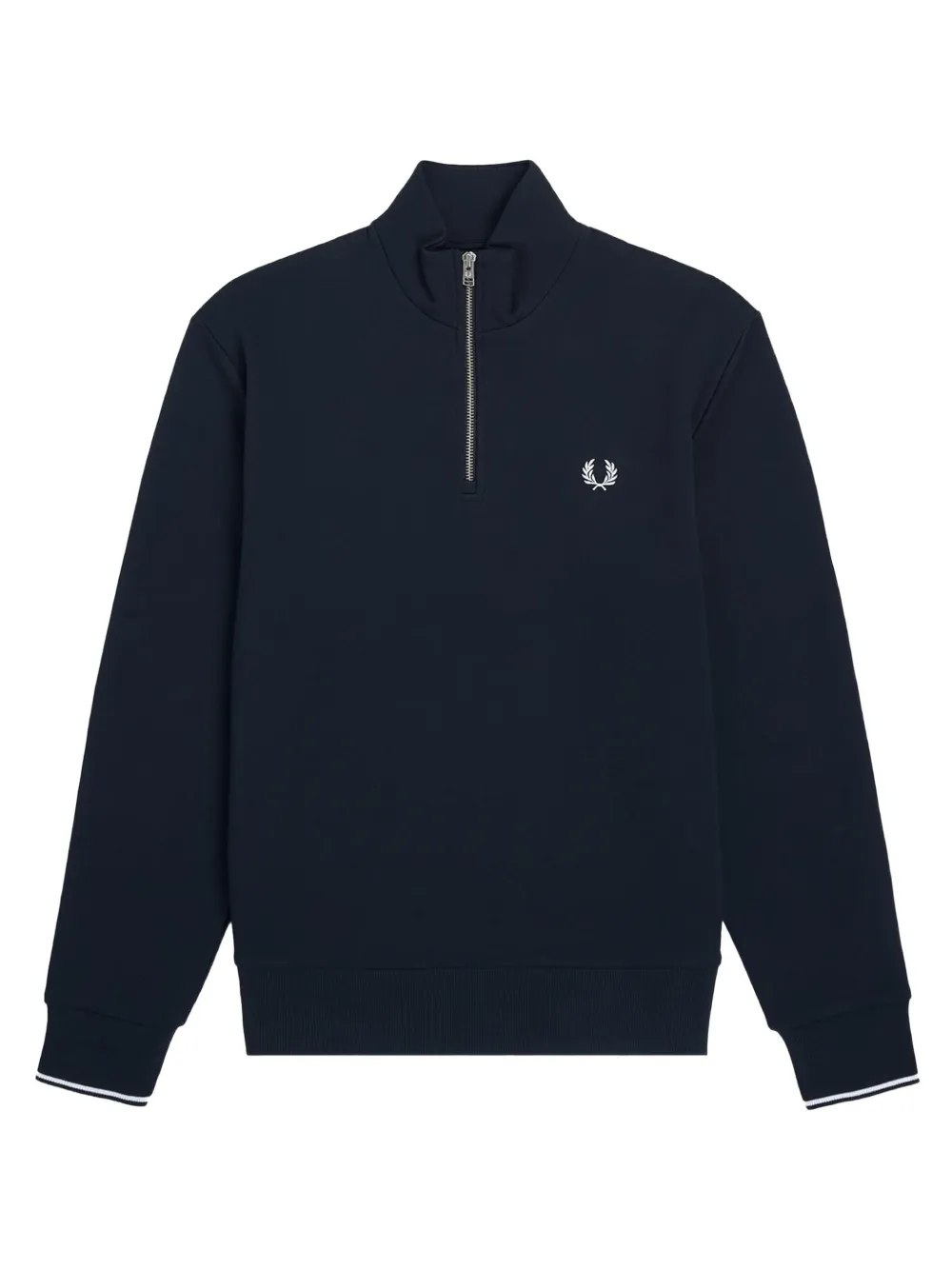 Fred Perry logo-embroidered quarter-zip sweatshirt Blauw