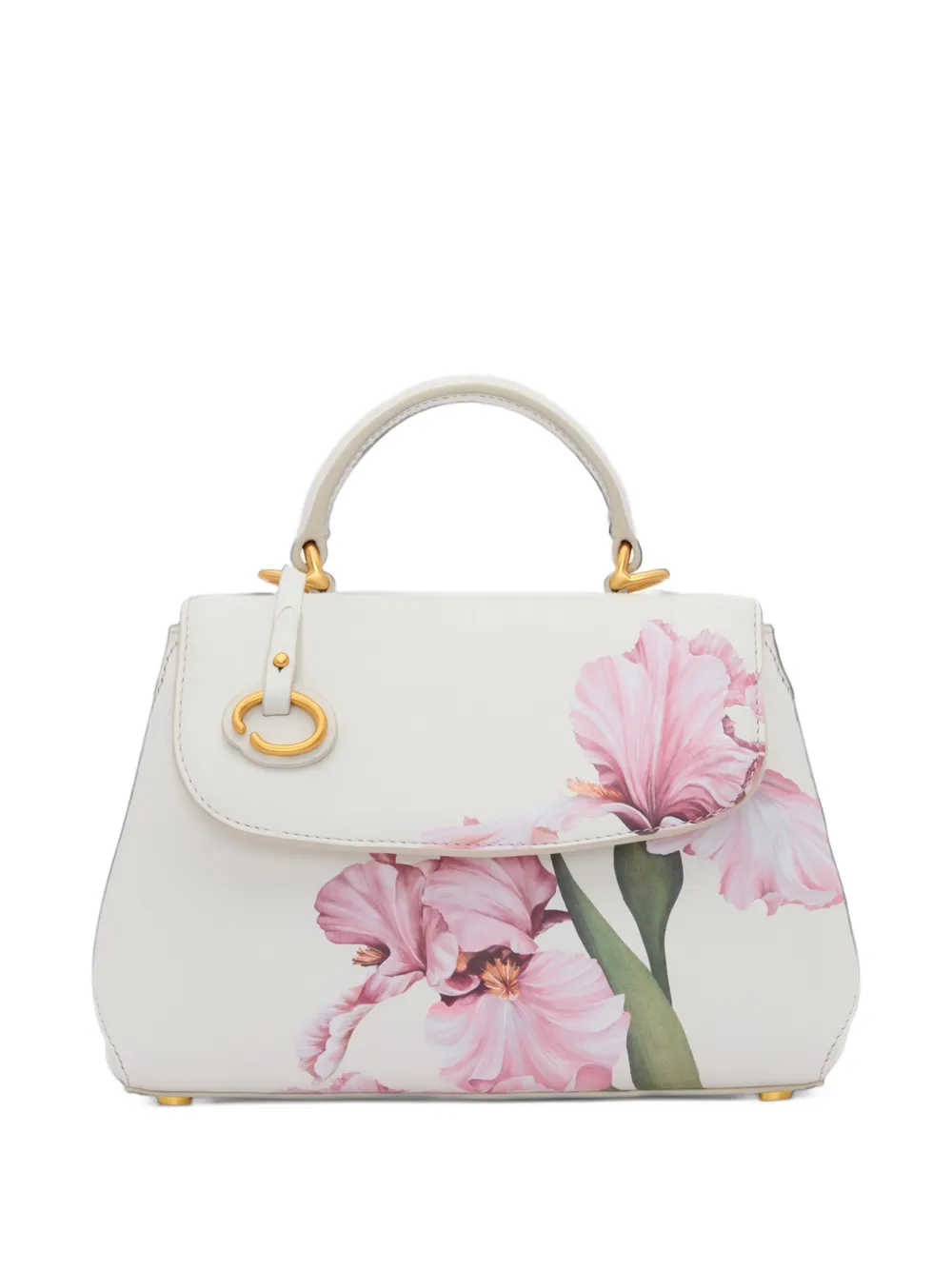 Oscar de la Renta Poppy leren mini-crossbodytas met bloemen-print Wit