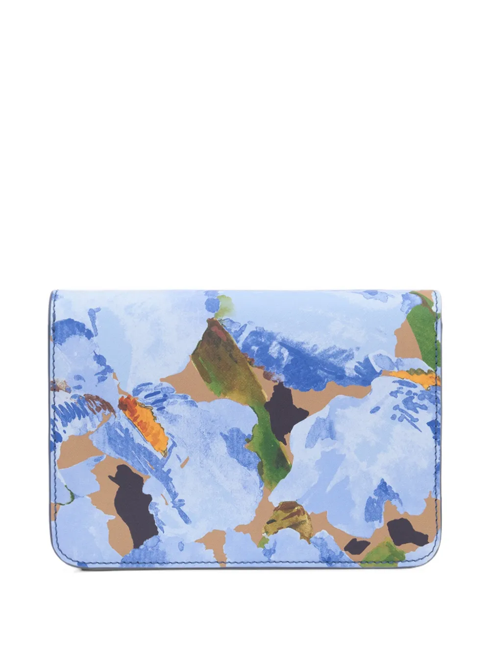 Oscar de la Renta Iris floral-print leather clutch bag Blauw