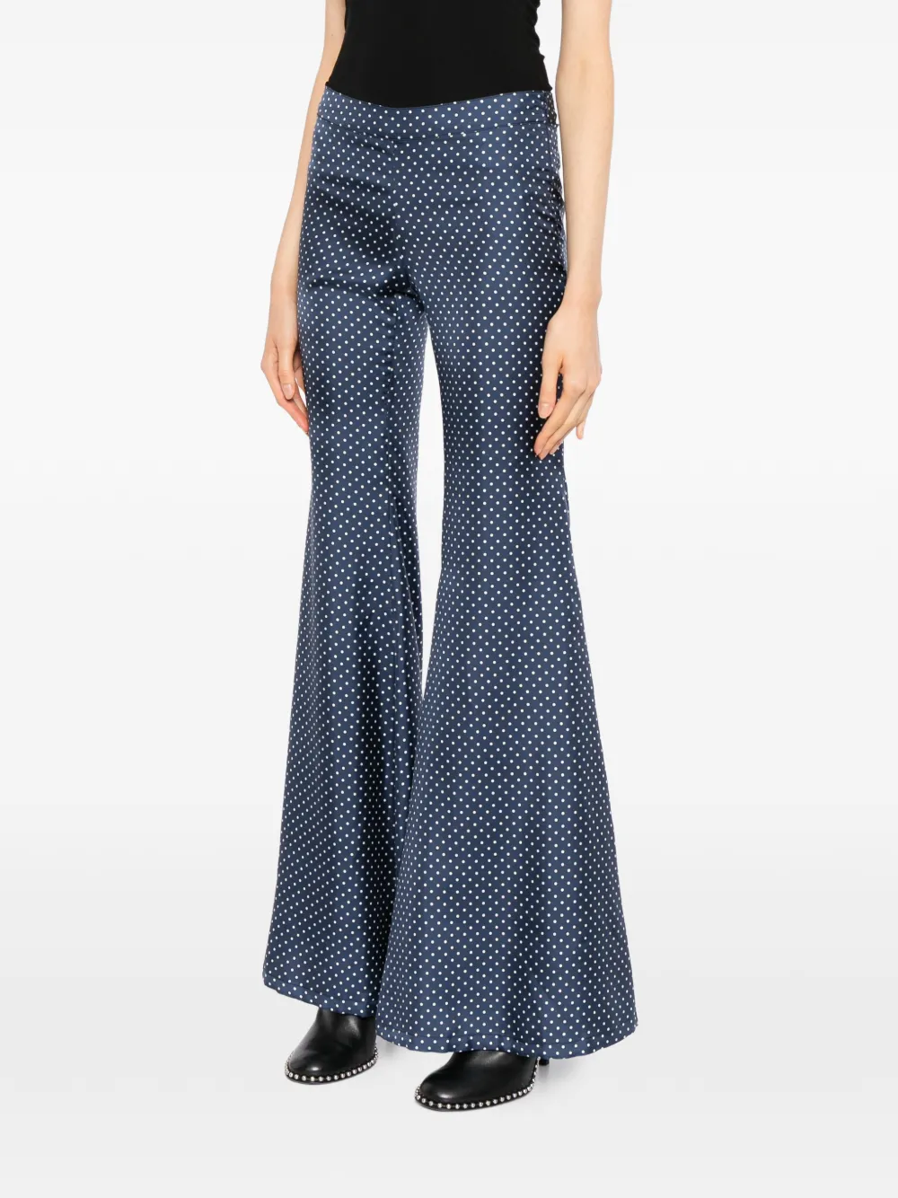 Francoise Pinton Paris polka-dot flared trousers Blauw