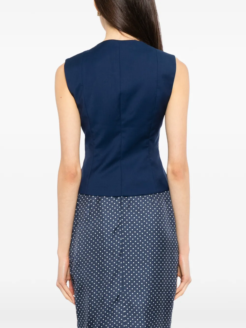 Francoise Pinton Paris button-fastening sleeveless waistcoat Blauw