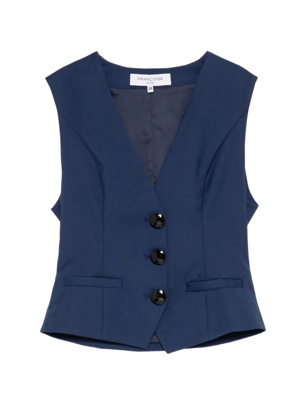 Francoise Pinton Paris button-fastening sleeveless waistcoat Blauw