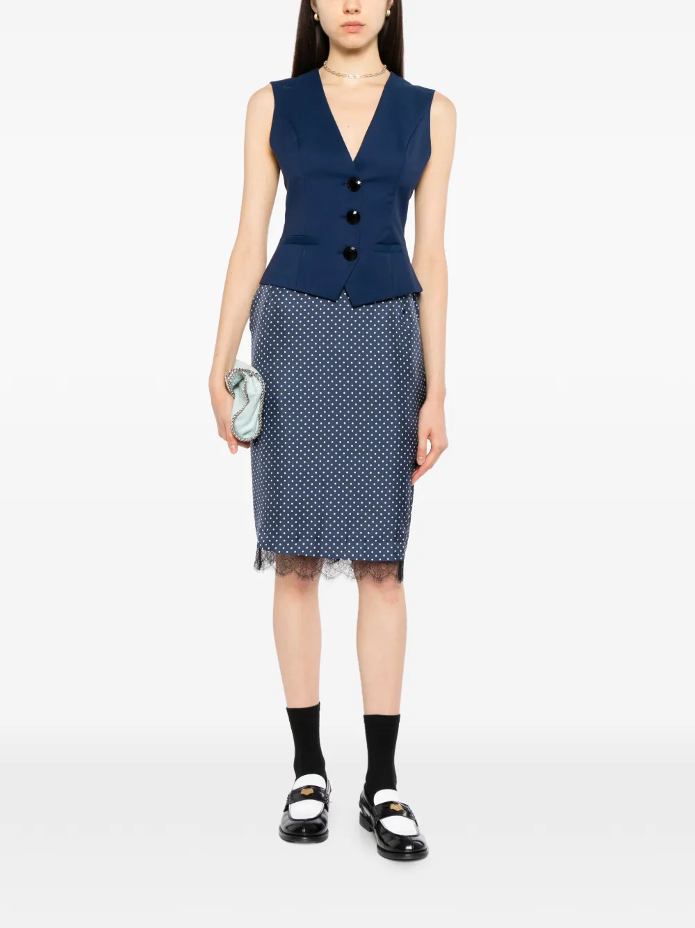 Francoise Pinton Paris button-fastening sleeveless waistcoat Blauw