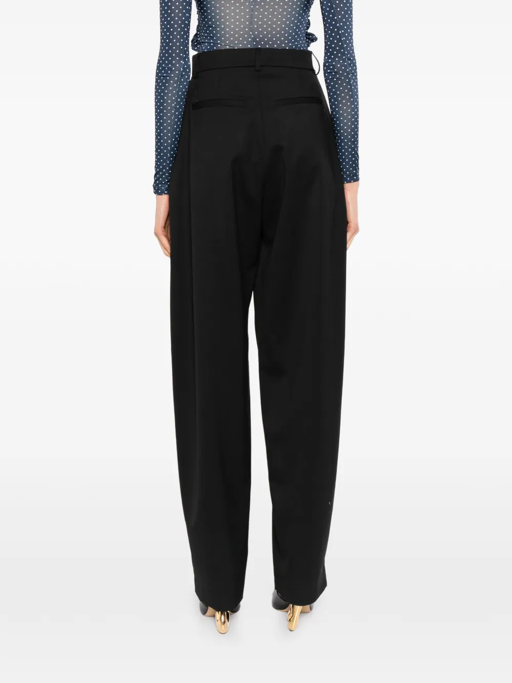 Francoise Pinton Paris pleated wide-leg trousers Zwart
