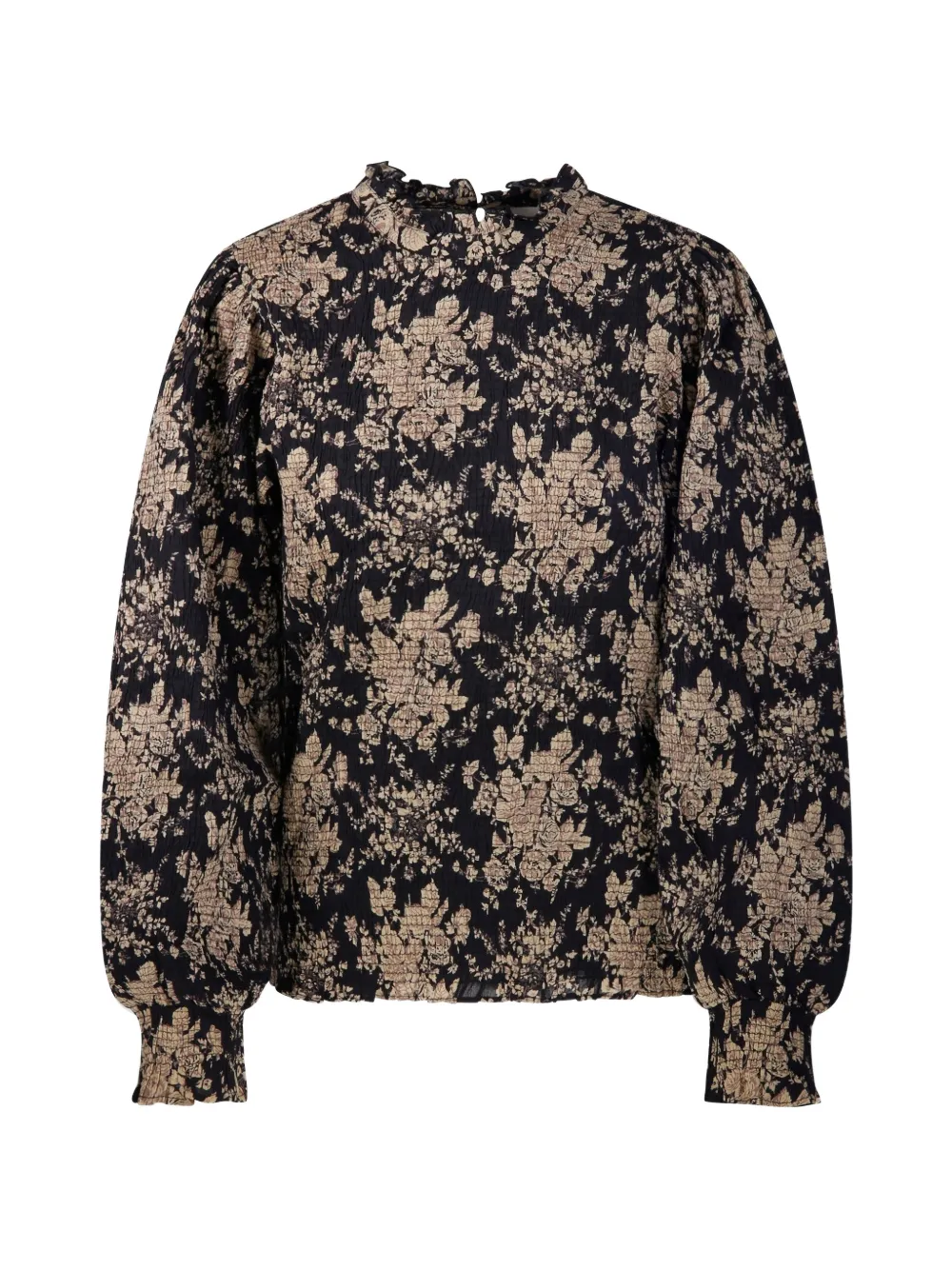 Antik Batik Shirt met bloemenprint Zwart