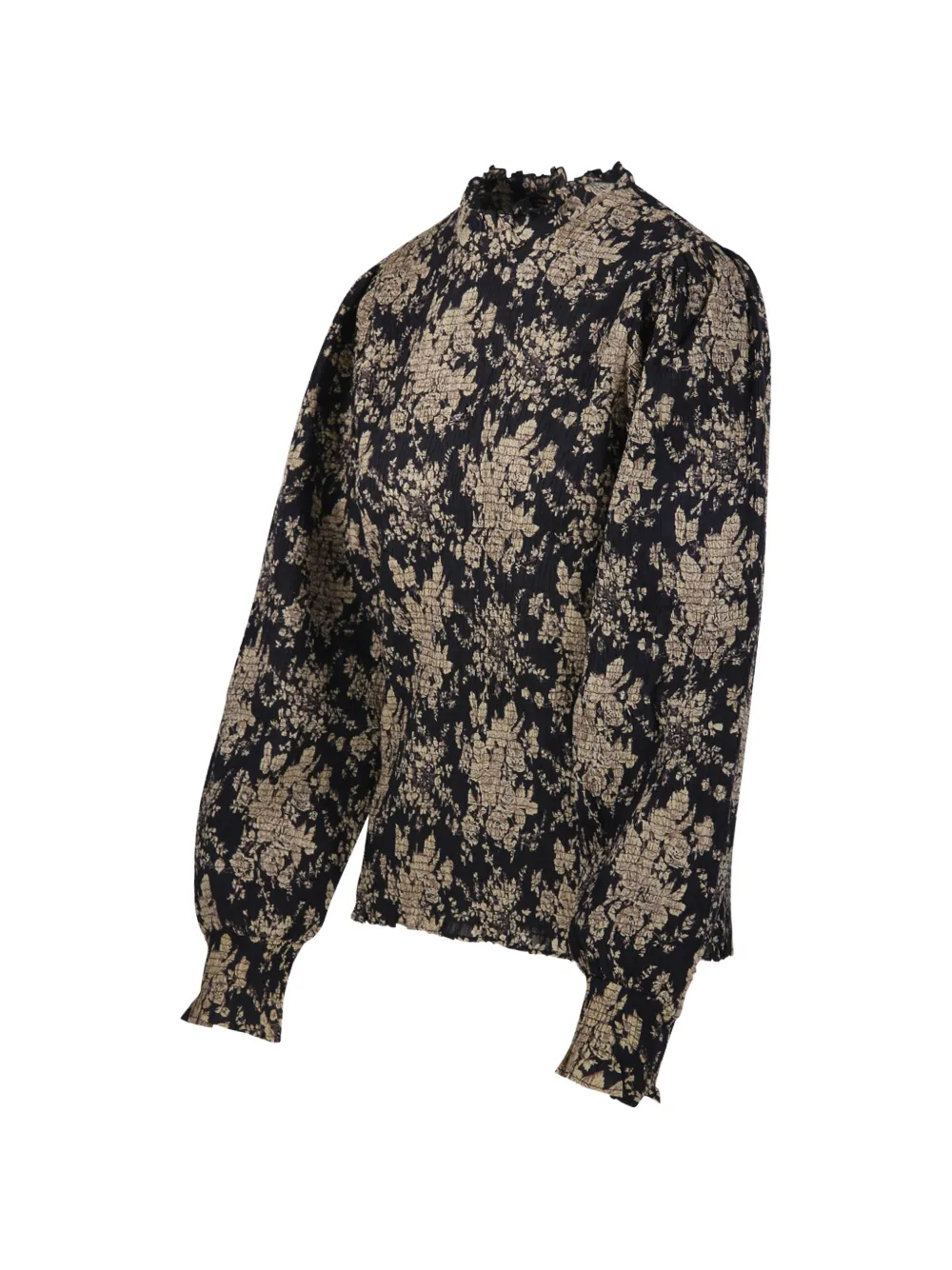 Antik Batik Shirt met bloemenprint Zwart