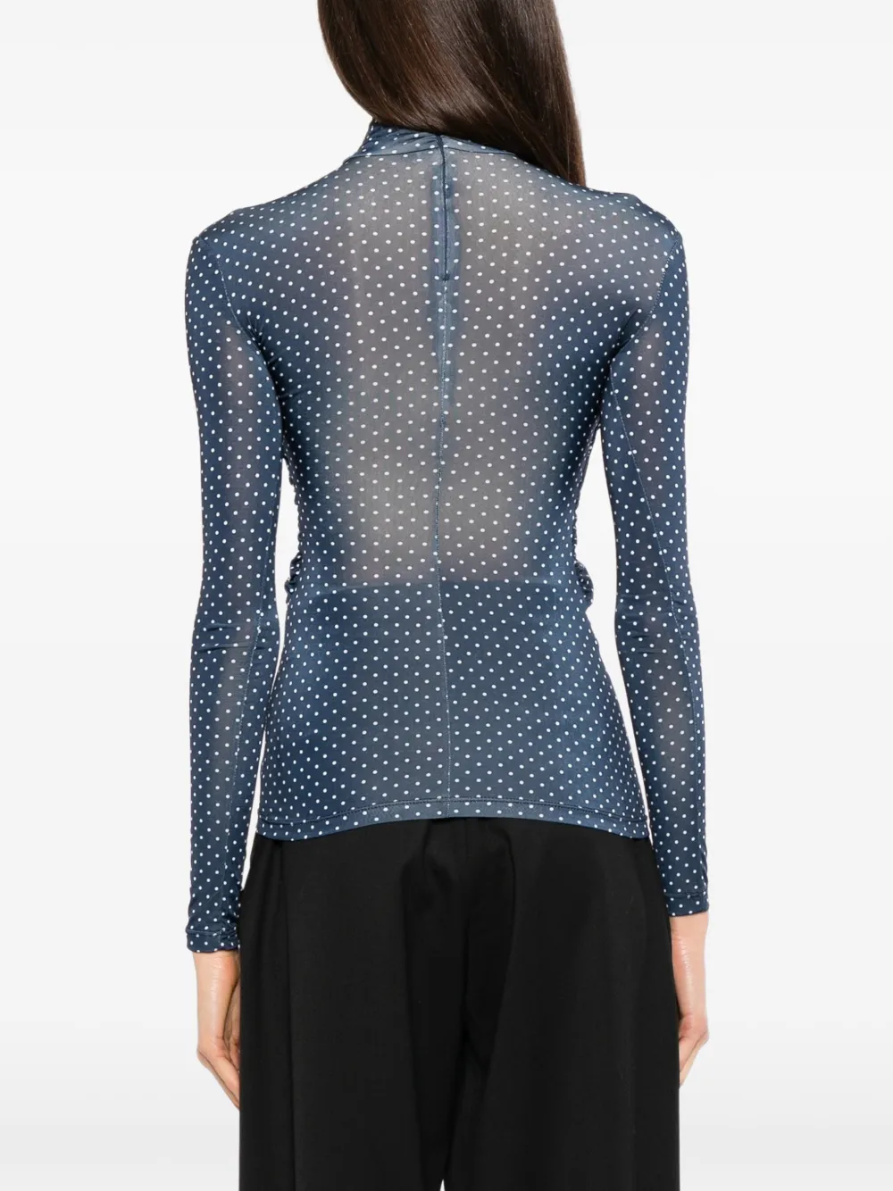 Francoise Pinton Paris polka-dot wrap-style top Blauw
