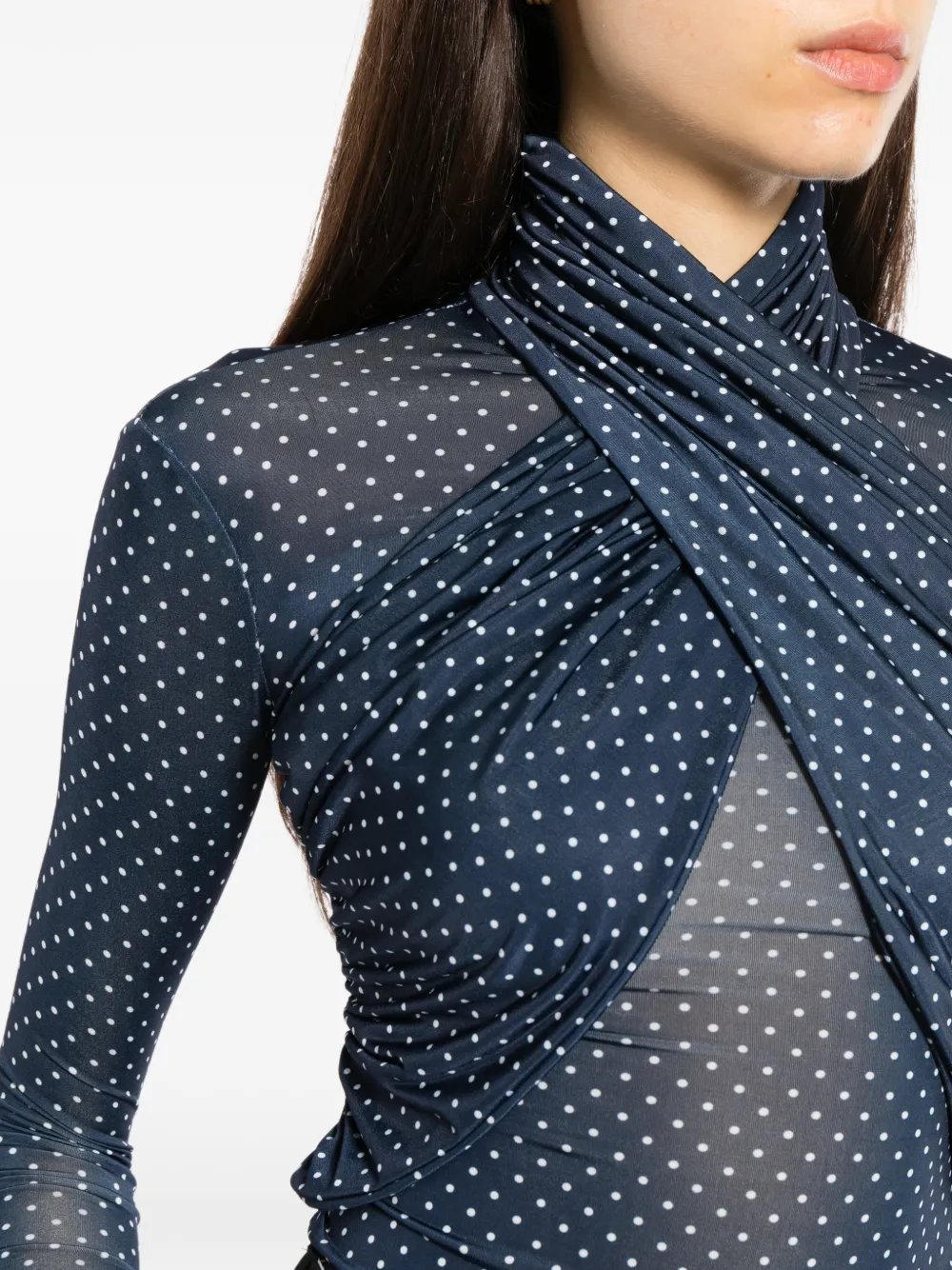 Francoise Pinton Paris polka-dot wrap-style top Blauw