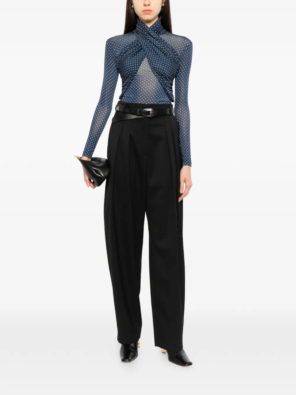 Francoise Pinton - Paris polka-dot wrap-style top - Blue