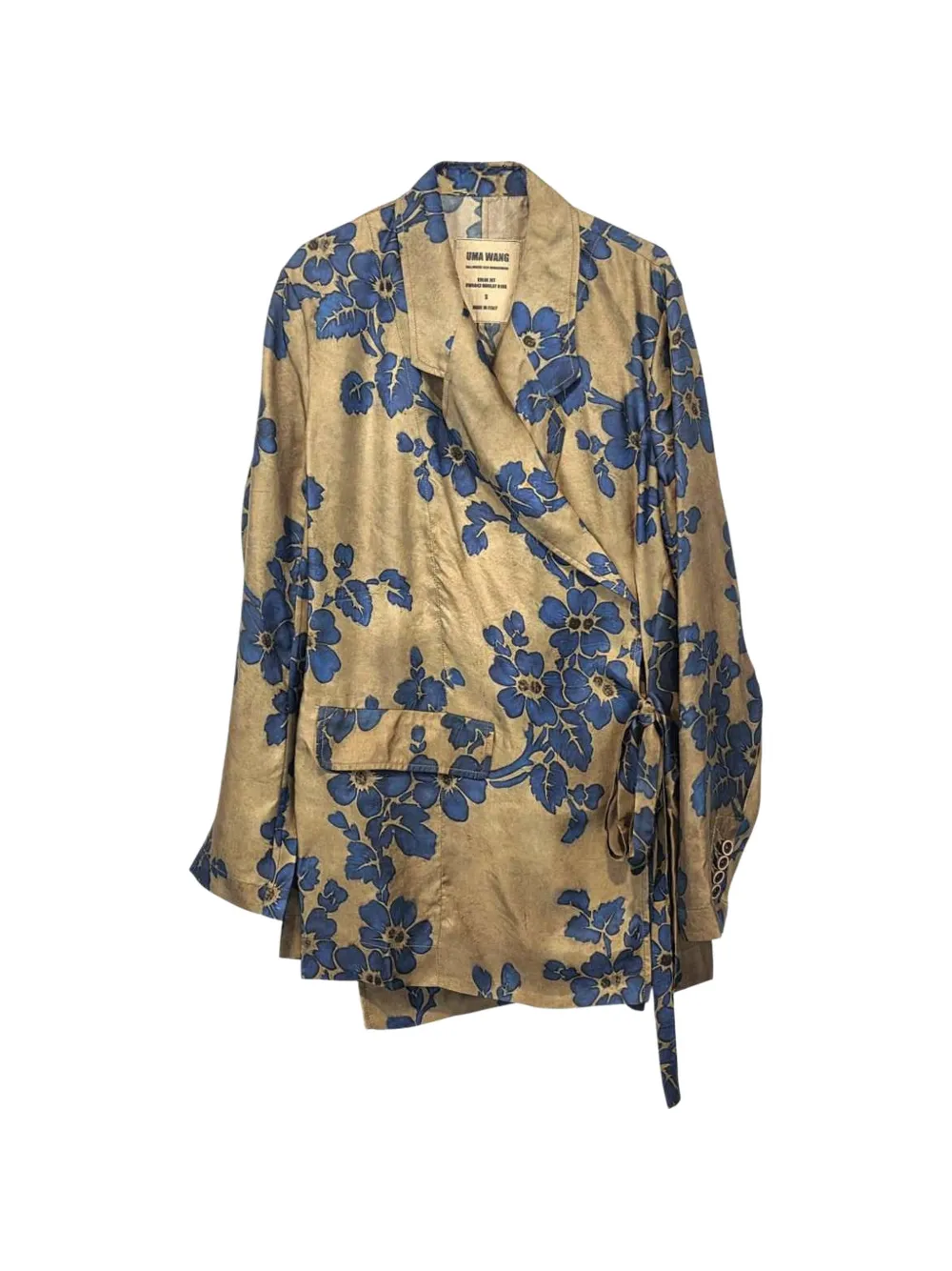 Uma Wang floral-print tie-fastening blazer - Neutrals