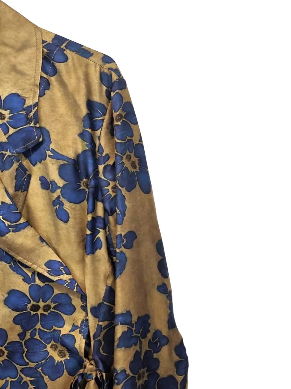 Uma Wang floral-print tie-fastening blazer Beige