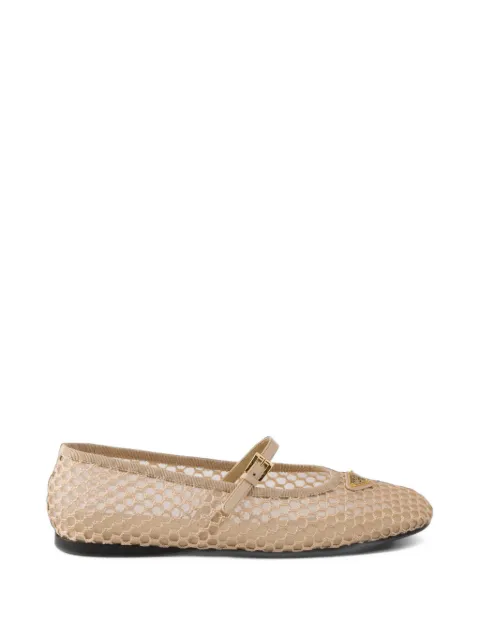 Prada mesh logo-plaque ballet flats