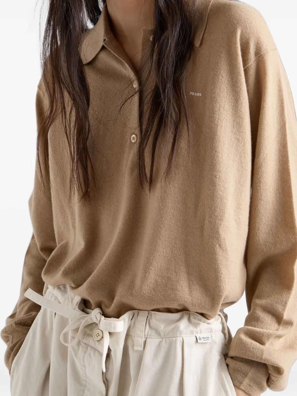 Prada cashmere polo sweater Beige