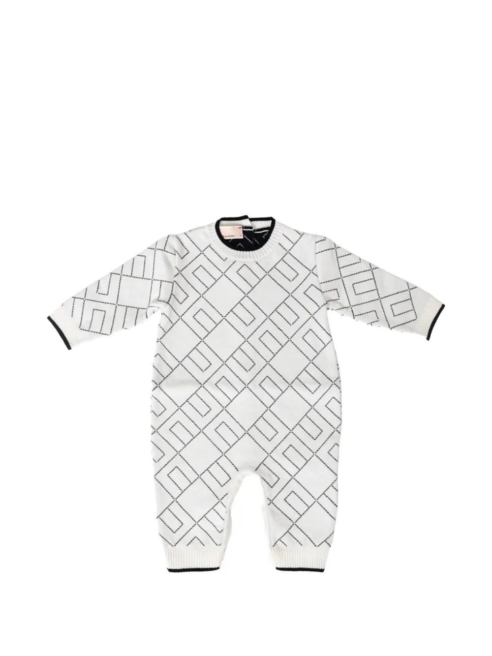 Elisabetta Franchi Kids geometric-pattern knitted romper - Blanc