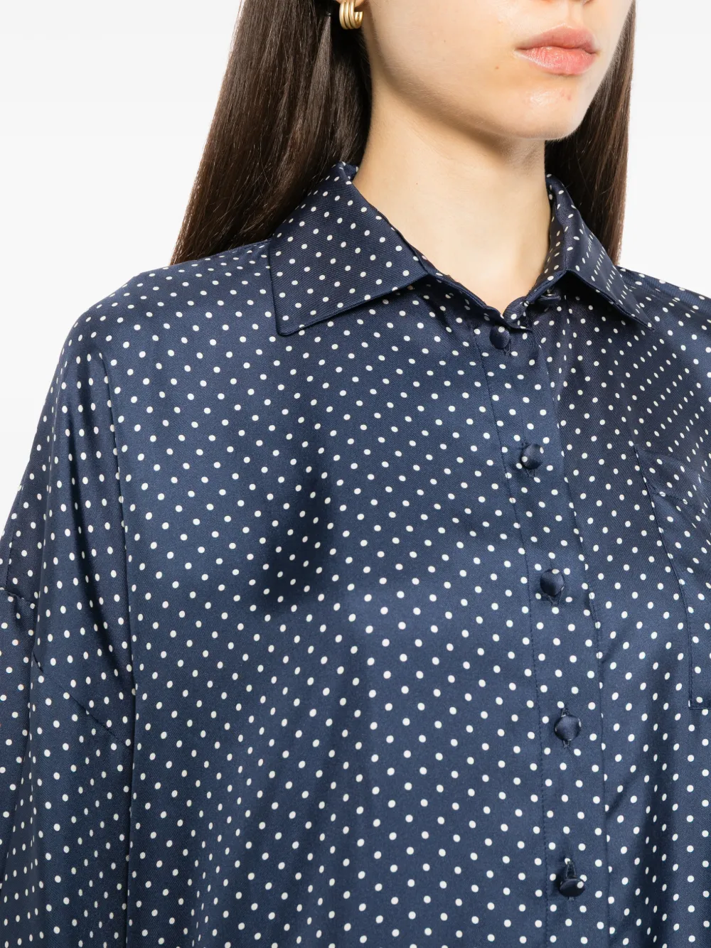 Francoise Pinton Paris polka-dot pussy-bow blouse Blauw