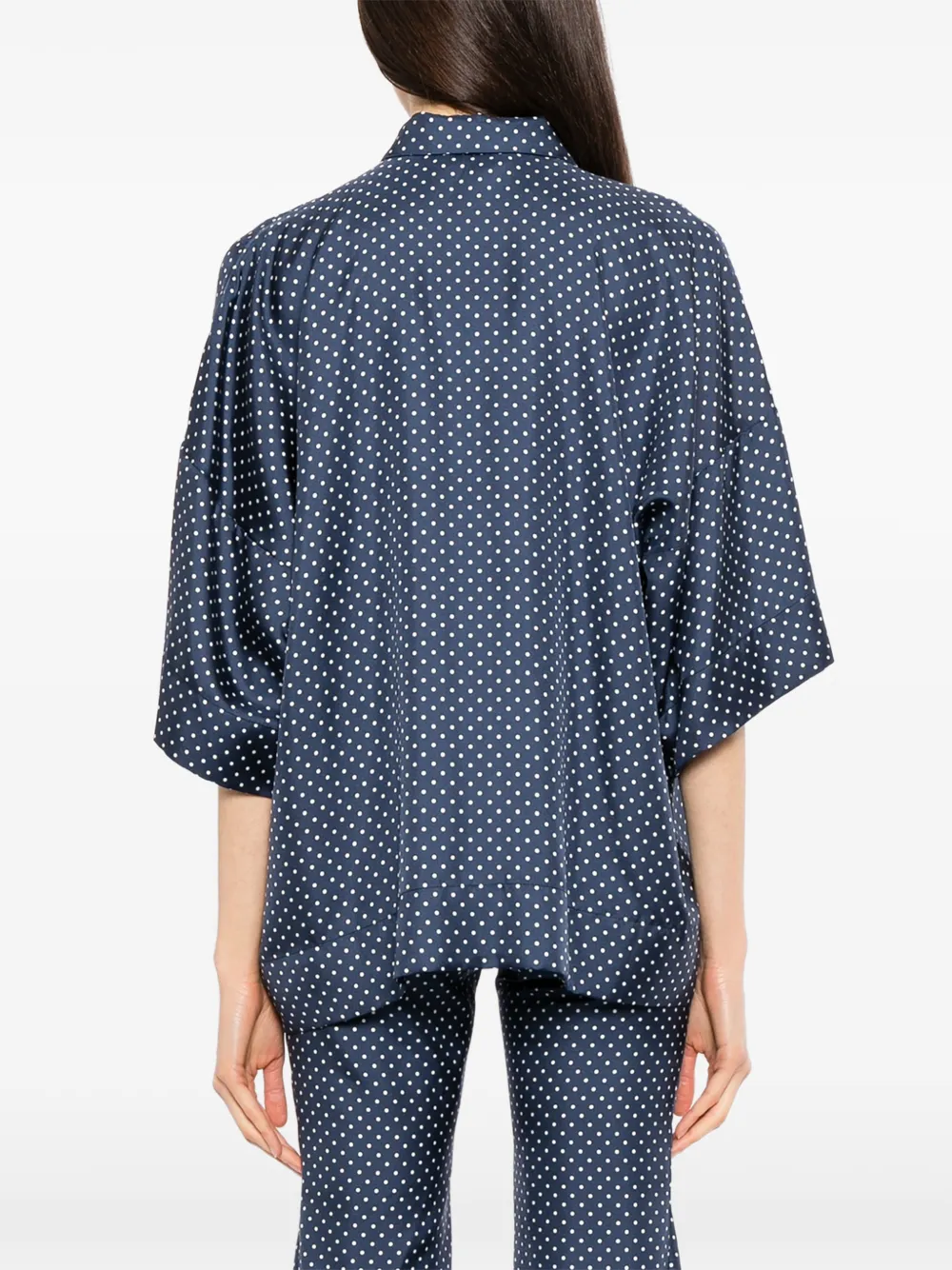 Francoise Pinton Paris polka-dot pussy-bow blouse Blauw