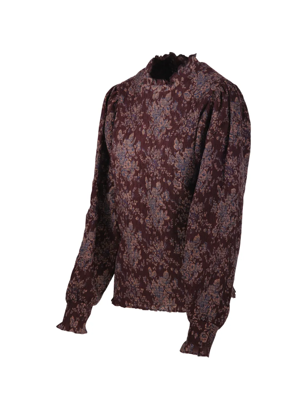 Antik Batik Shirt met bloemenprint Bruin