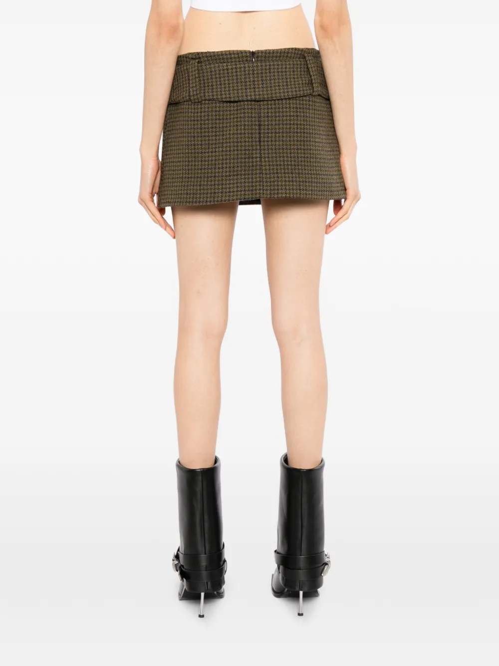 Francoise Pinton Paris houndstooth-pattern belted skirt Groen