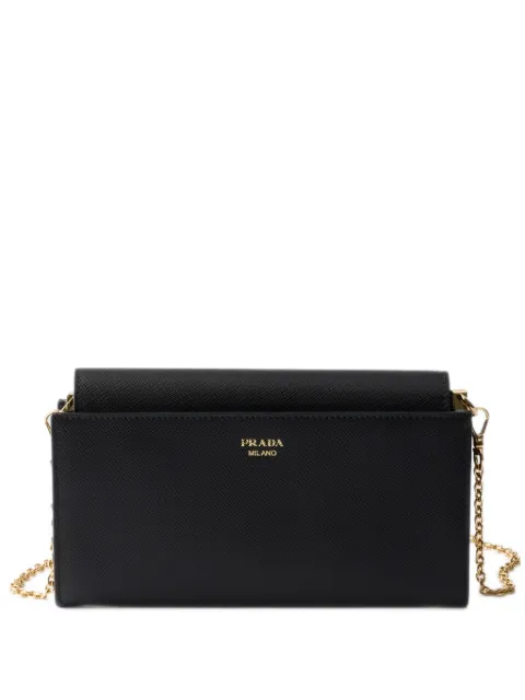 Prada Saffiano leather wallet with shoulder strap