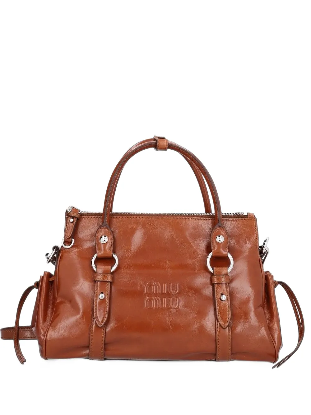 Miu glossy leather handbag Bruin