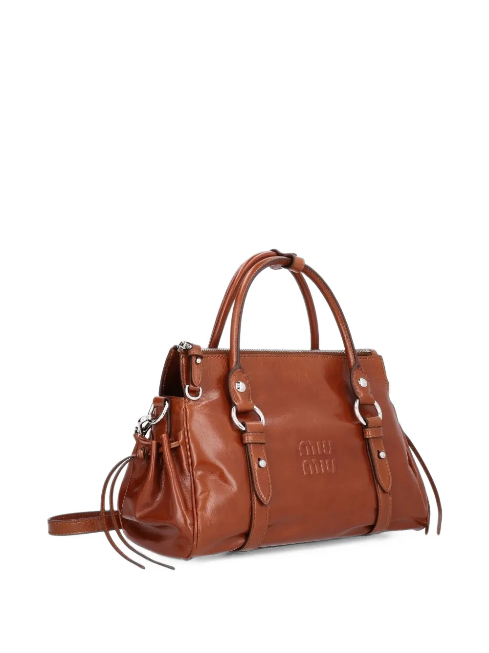 Miu glossy leather handbag Bruin