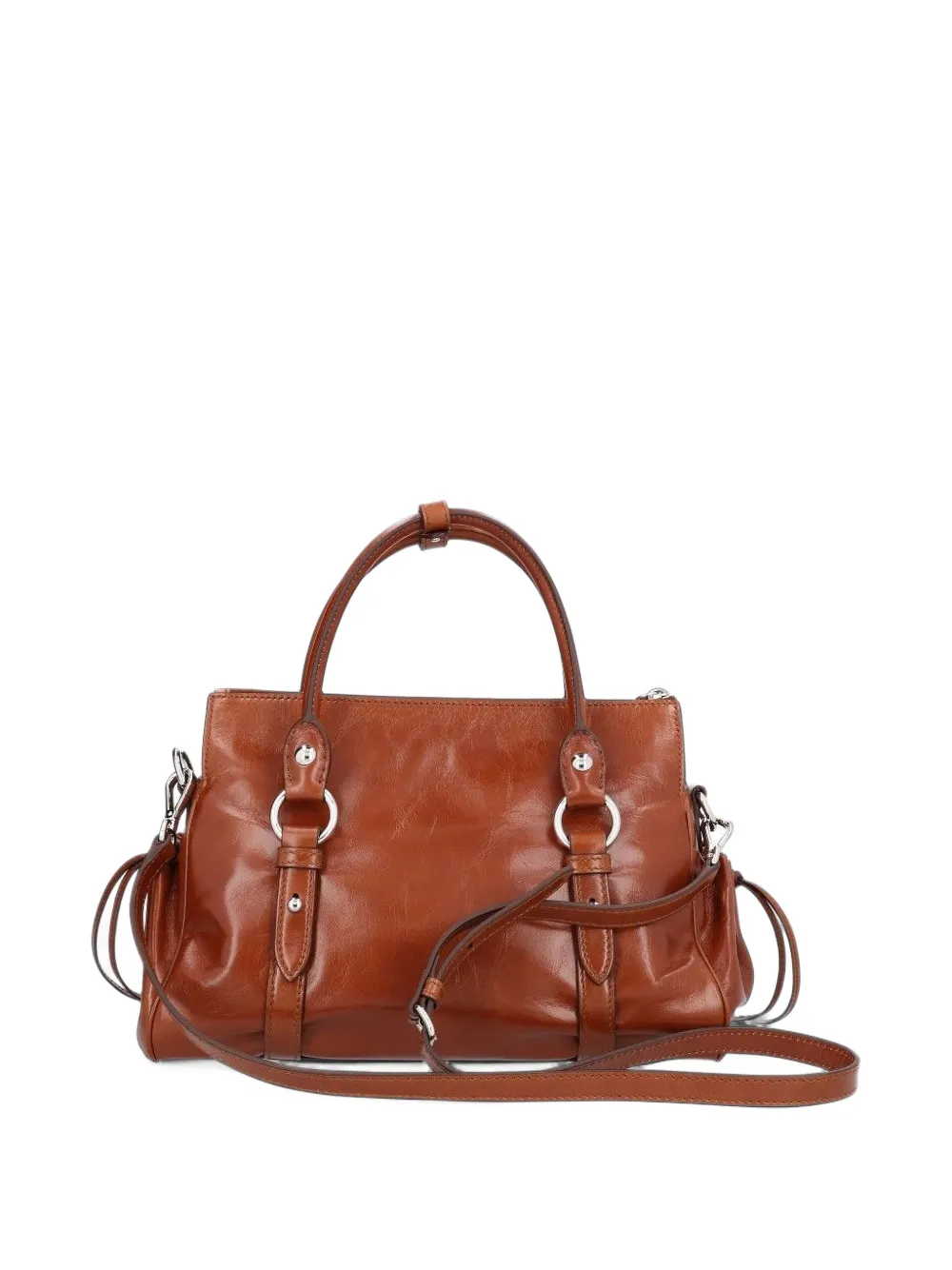 Miu glossy leather handbag Bruin