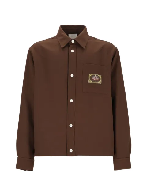 Drôle De Monsieur elasticated-hem logo-patch shirt
