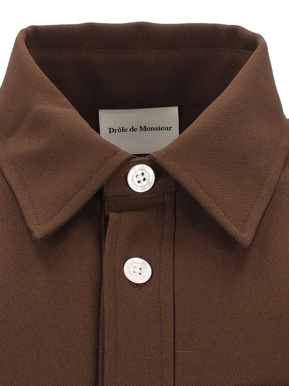 Drôle De Monsieur Overhemd met elastische zoom en logo-patch Bruin