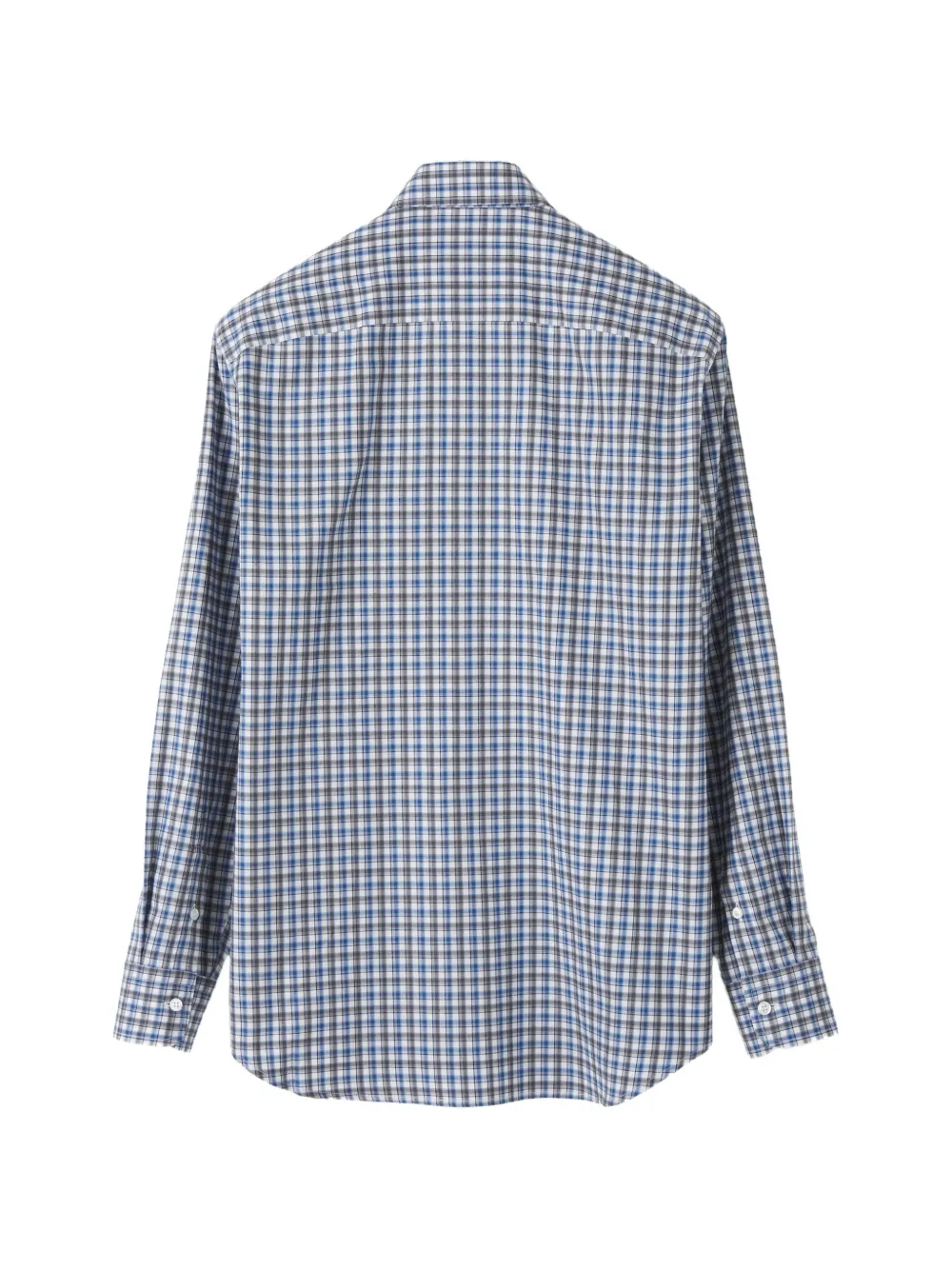 Brioni check-print cotton shirt Blauw
