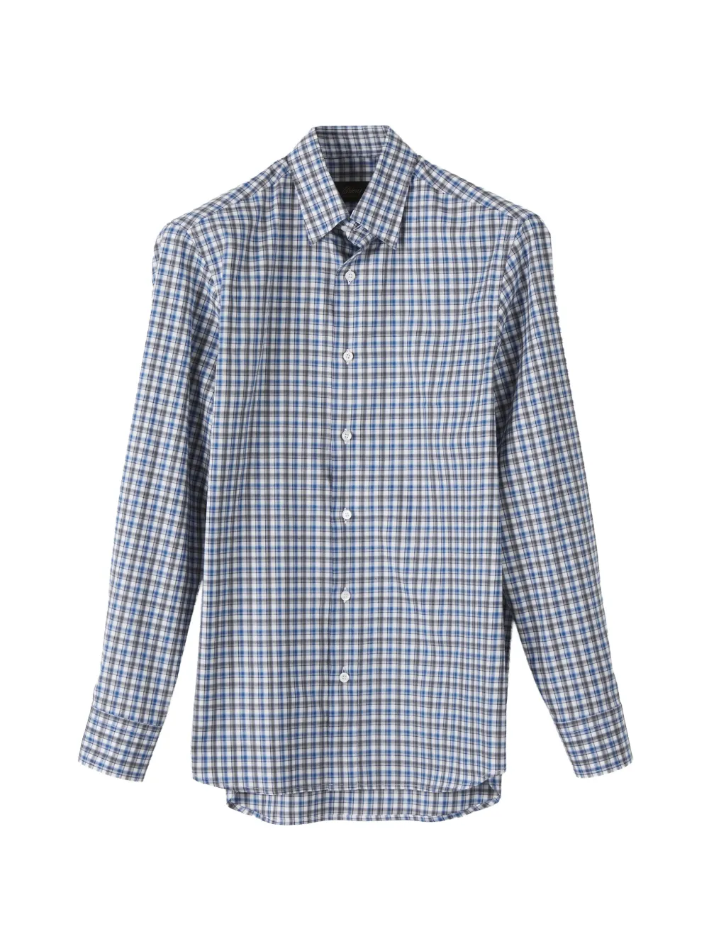 Brioni Geruit overhemd Blauw