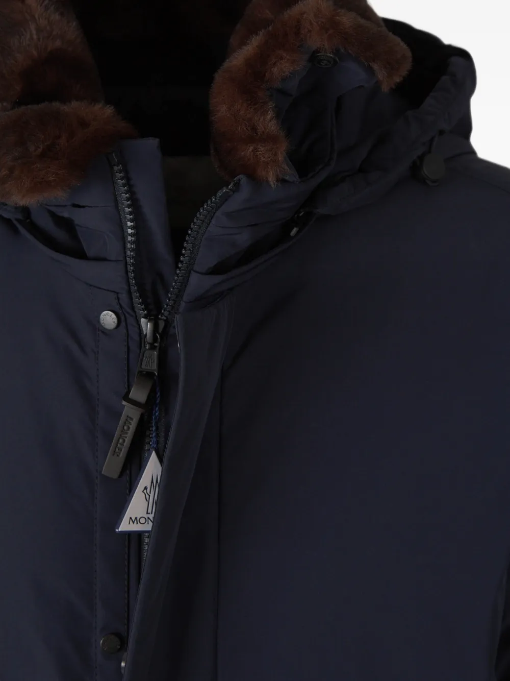 Moncler Okefen hooded long down parka jacket Blauw
