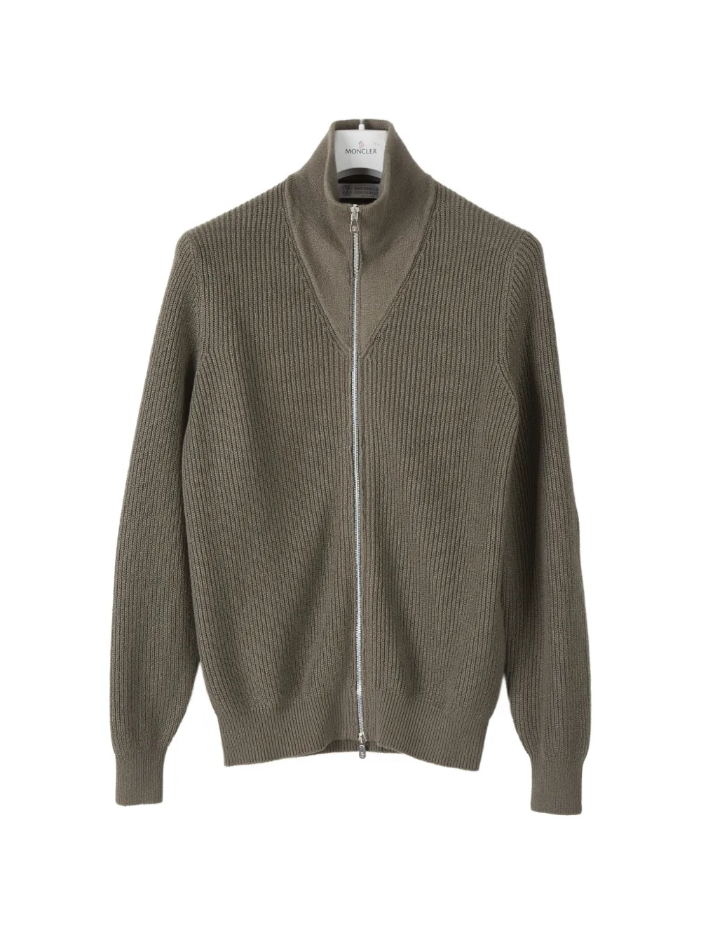 Brunello Cucinelli zip-up ribbed-knit cardigan - Grigio