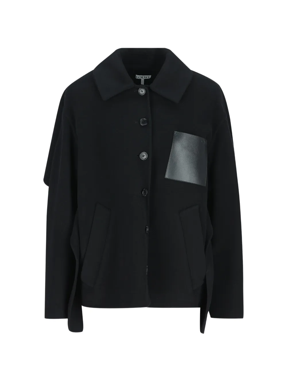 LOEWE leather-patch cape-style jacket Zwart