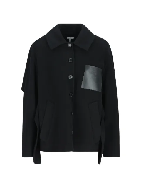 LOEWE leather-patch cape-style jacket